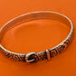 Preowned James Avery Retired Hard to Find Silver Floral Belt Buckle Bangle Bracelet Sz M