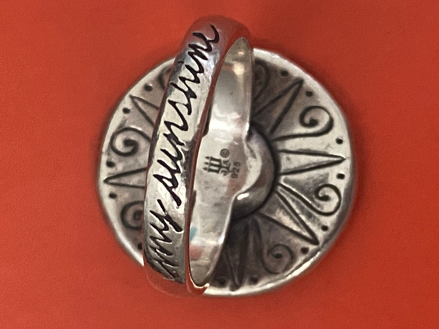 Preowned James Avery Retired HTF You Are My Sunshine Silver Ring Size 10.5