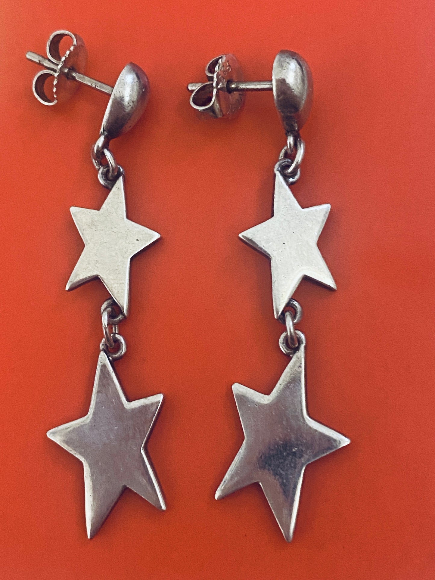 Preowned James Avery Retired RARE HARD TO FIND Silver Star Dangle Post Earrings