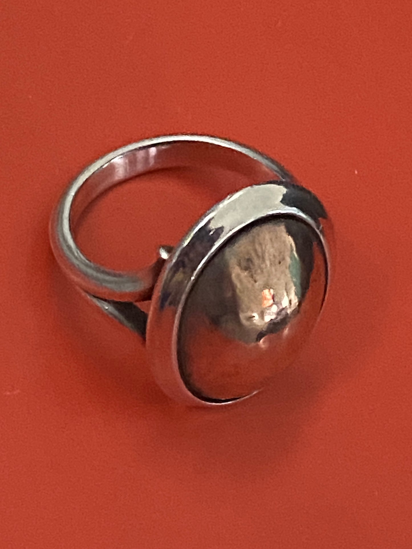 Preowned James Avery Retired Silver and Copper Hammered Dome Statement Ring Size 8.5