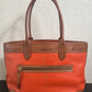 Preowned VINTAGE Dooney & Bourke Tote Bag Purse Saffiano Tassel Orange w/ Brown Trim