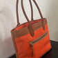 Preowned VINTAGE Dooney & Bourke Tote Bag Purse Saffiano Tassel Orange w/ Brown Trim