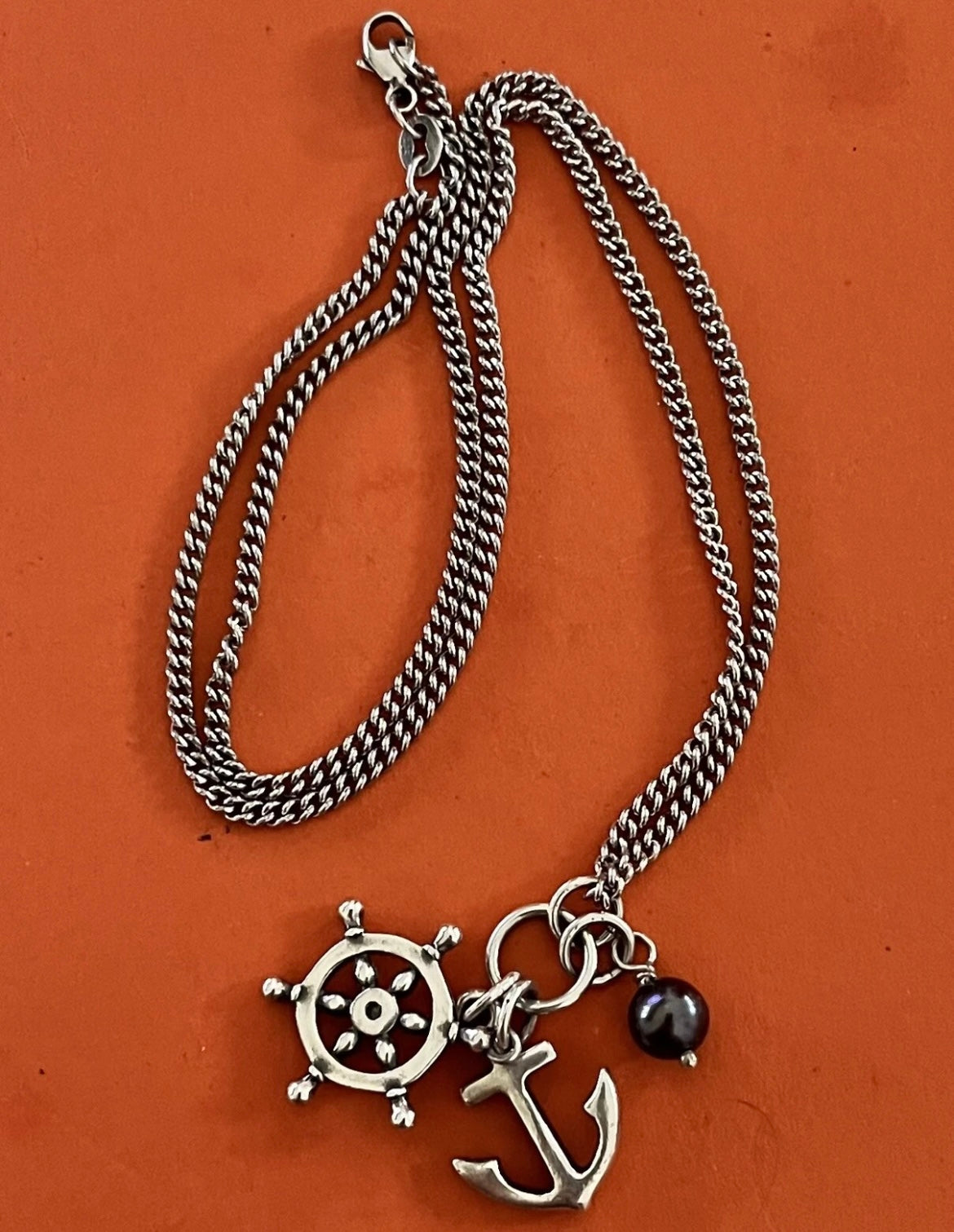 Preowned James Avery Retired Sterling Silver Anchors Away Necklace HTF