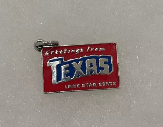 Preowned New James Avery Retired Silver & Enamel Greetings from Texas Postcard Charm
