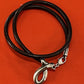 Preowned James Avery Retired Leather And Silver Ichthus On Cord 16”