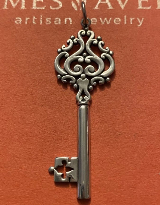 Preowned James Avery Retired Victorian Silver Key Pendant Conveyed From Brooch