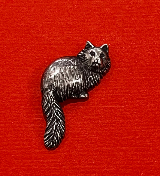 Preowned James Avery Retired Silver VINTAGE Fluffy Cat Charm