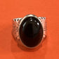 AUTHENTIC Native American Sterling Silver & Onyx Ring W/ Kokopelli Motifs 10.5