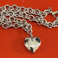 Preowned Tiffany & Co. Sterling Silver Chain Link Puffy Heart Necklace HEAVY 16”
