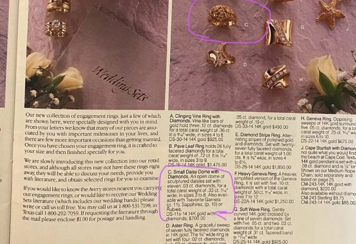 Preowned James Avery Retired RARE 14k Gold Small Daisy Diamond Ring Size 7.5 (.33 tcw)