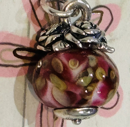 Preowned James Avery Retired Hard To Find Rose Finial With Red Blossoms Glass Art Finial