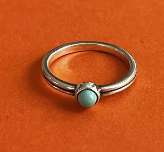 Preowned James Avery Retired Sterling Silver And Turquoise Ring Size 8