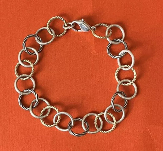 Preowned James Avery 14k Gold And Silver Loops Charm Bracelet 7.5”
