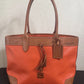 Preowned VINTAGE Dooney & Bourke Tote Bag Purse Saffiano Tassel Orange w/ Brown Trim