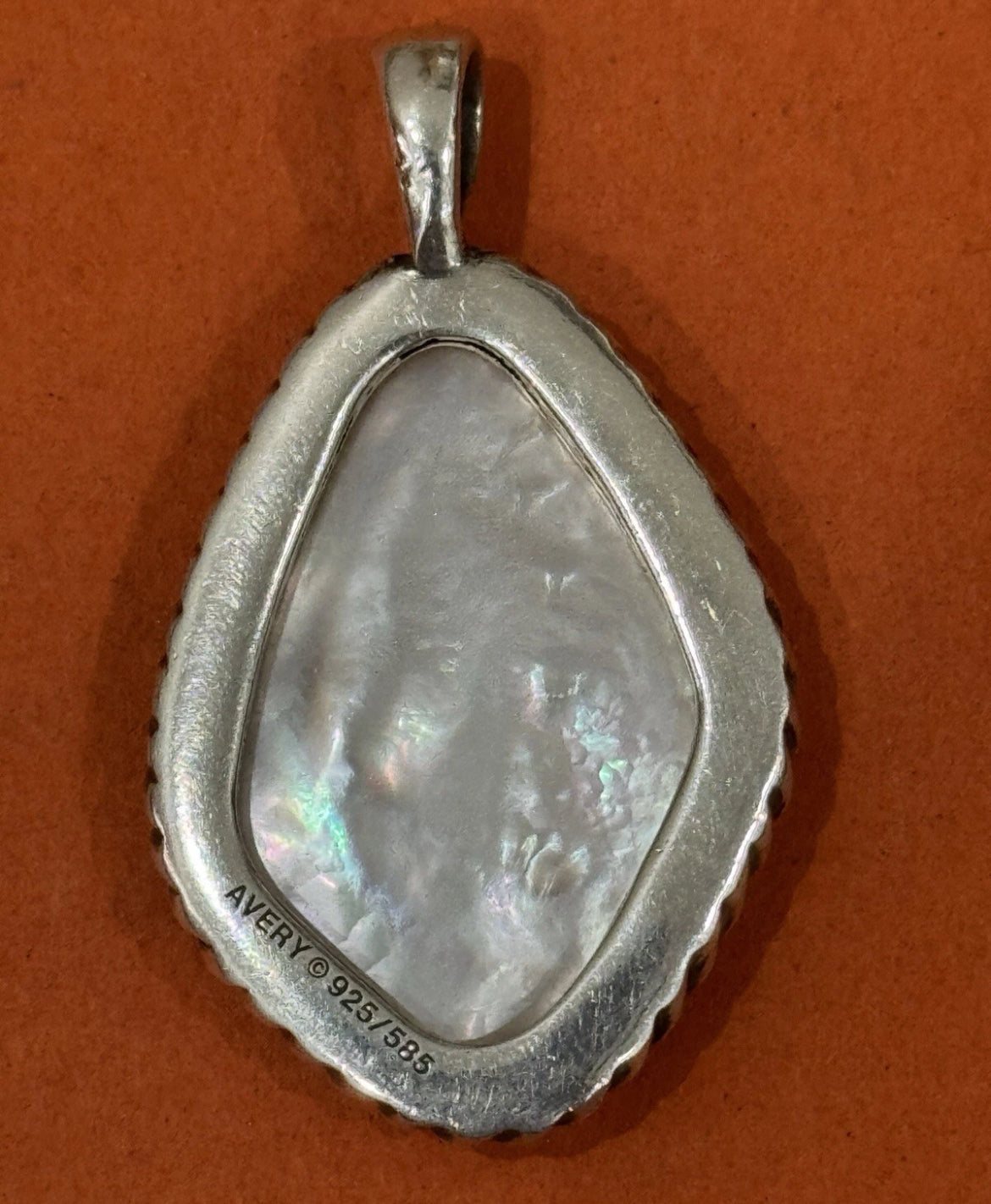 Preowned James Avery RETIRED Alessandra  Mother Of Pearl MOP 14k Gold & Silver Pendant