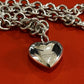 Preowned Tiffany & Co. Sterling Silver Chain Link Puffy Heart Necklace HEAVY 16”