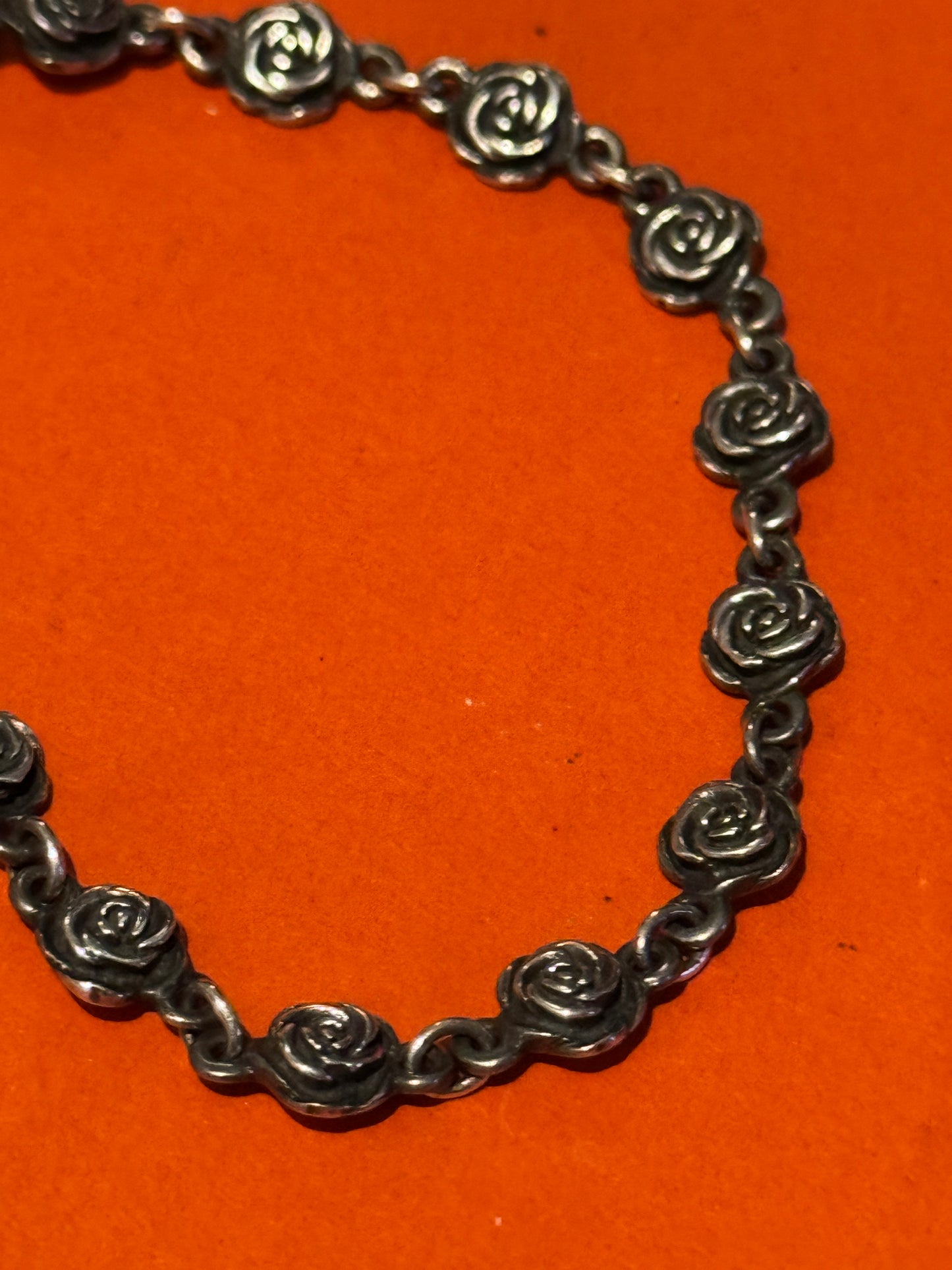 Pre Owned James Avery Retired Sterling Silver Rose Bud Bracelet 7” HTF