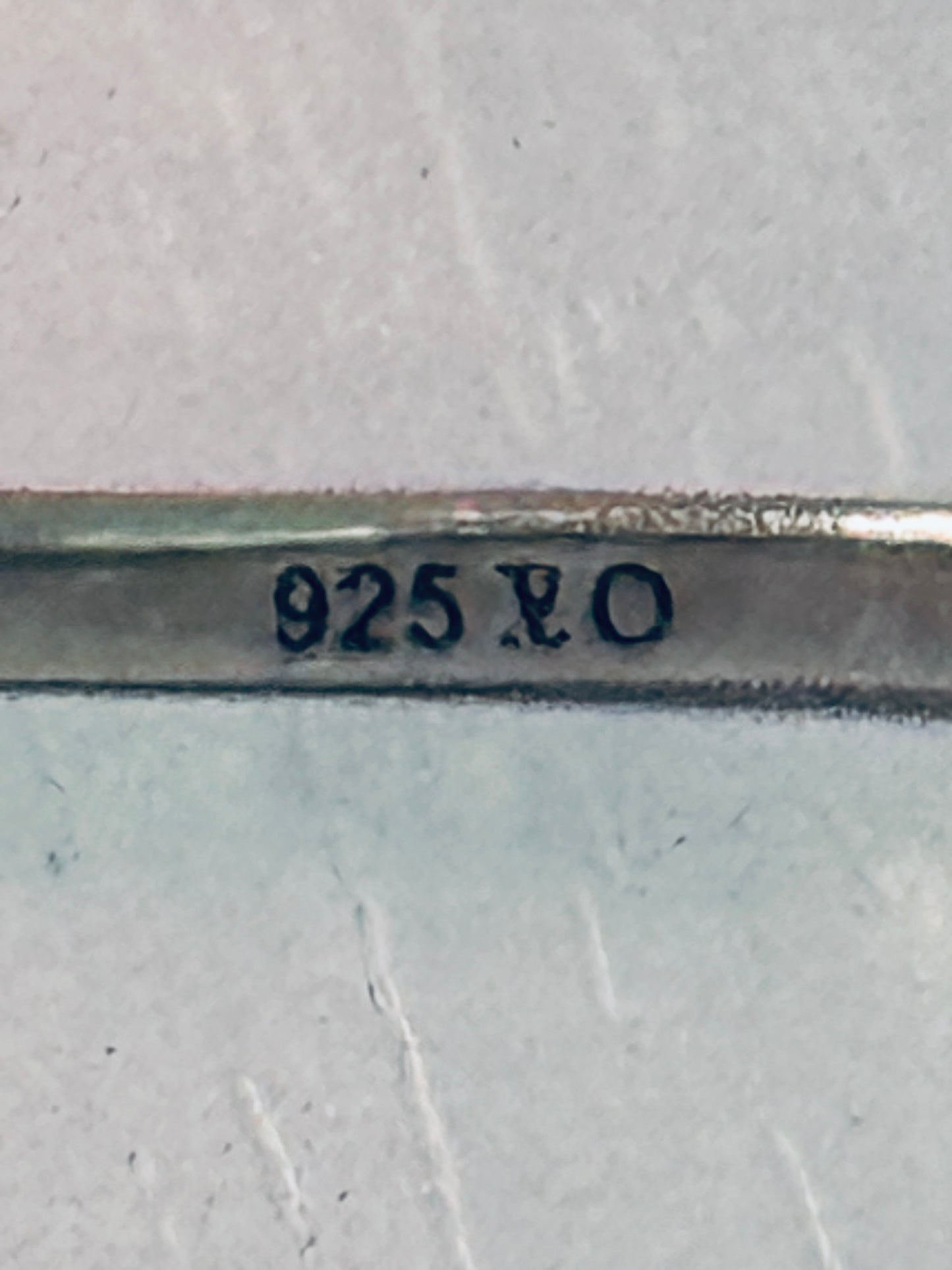 Pre Owned Sterling Silver 925 XO Diamond Pave Half Tennis Hinged Bangle Bracelet