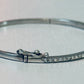 Pre Owned Sterling Silver 925 XO Diamond Pave Half Tennis Hinged Bangle Bracelet
