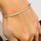 Pre Owned Sterling Silver 925 XO Diamond Pave Half Tennis Hinged Bangle Bracelet