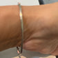Pre Owned Sterling Silver 925 XO Diamond Pave Half Tennis Hinged Bangle Bracelet