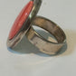 Pre Owned Sterling Silver Statement Ring with Stabilized Coral Cabochon – Size 9 -  14.2 grams Bold Vintage