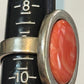 Pre Owned Sterling Silver Statement Ring with Stabilized Coral Cabochon – Size 9 -  14.2 grams Bold Vintage