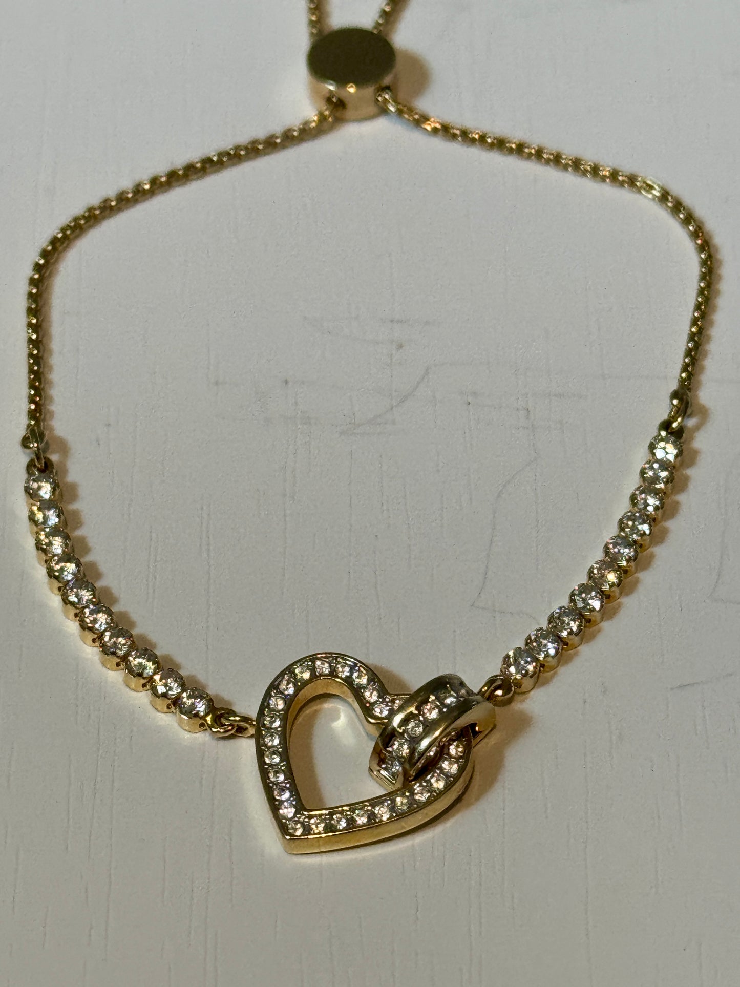 Brand New Swarovski Crystal Lovely bracelet Heart, White, Gold-Tone Plated