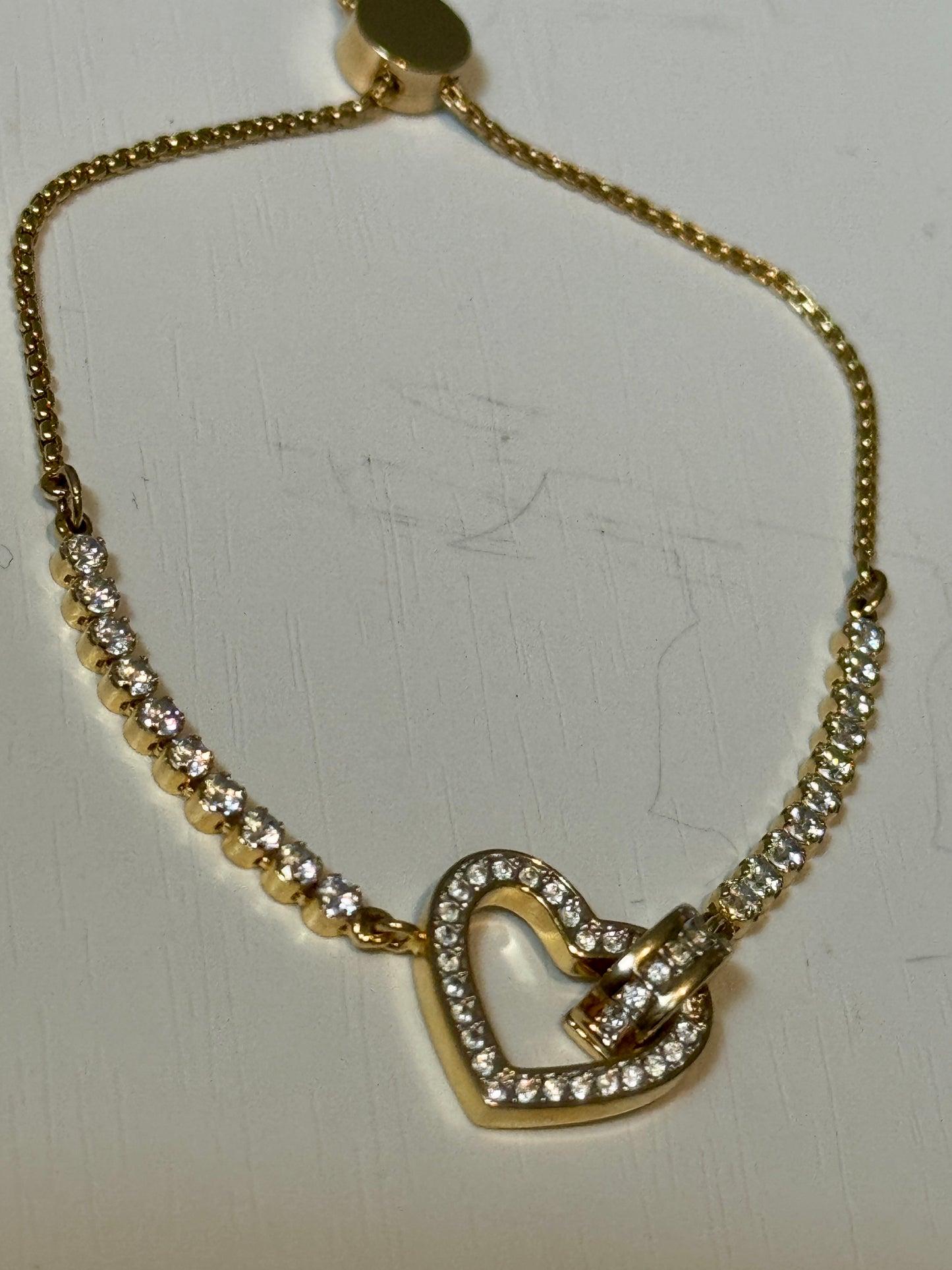 Brand New Swarovski Crystal Lovely bracelet Heart, White, Gold-Tone Plated