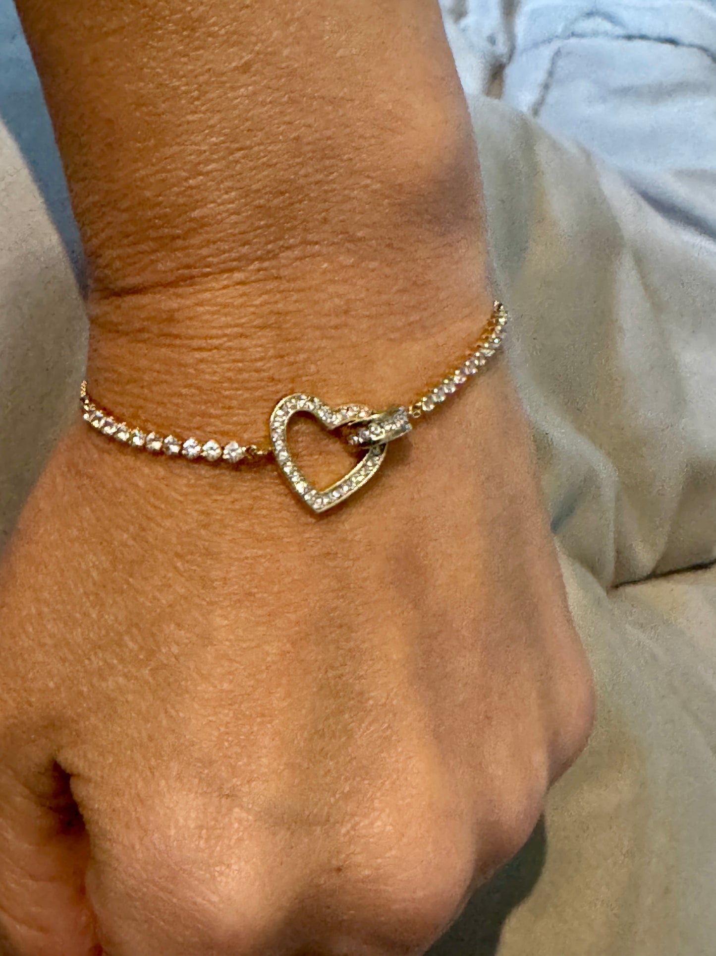 Brand New Swarovski Crystal Lovely bracelet Heart, White, Gold-Tone Plated