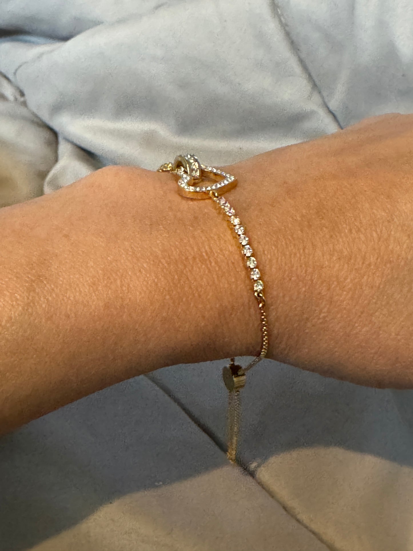Brand New Swarovski Crystal Lovely bracelet Heart, White, Gold-Tone Plated