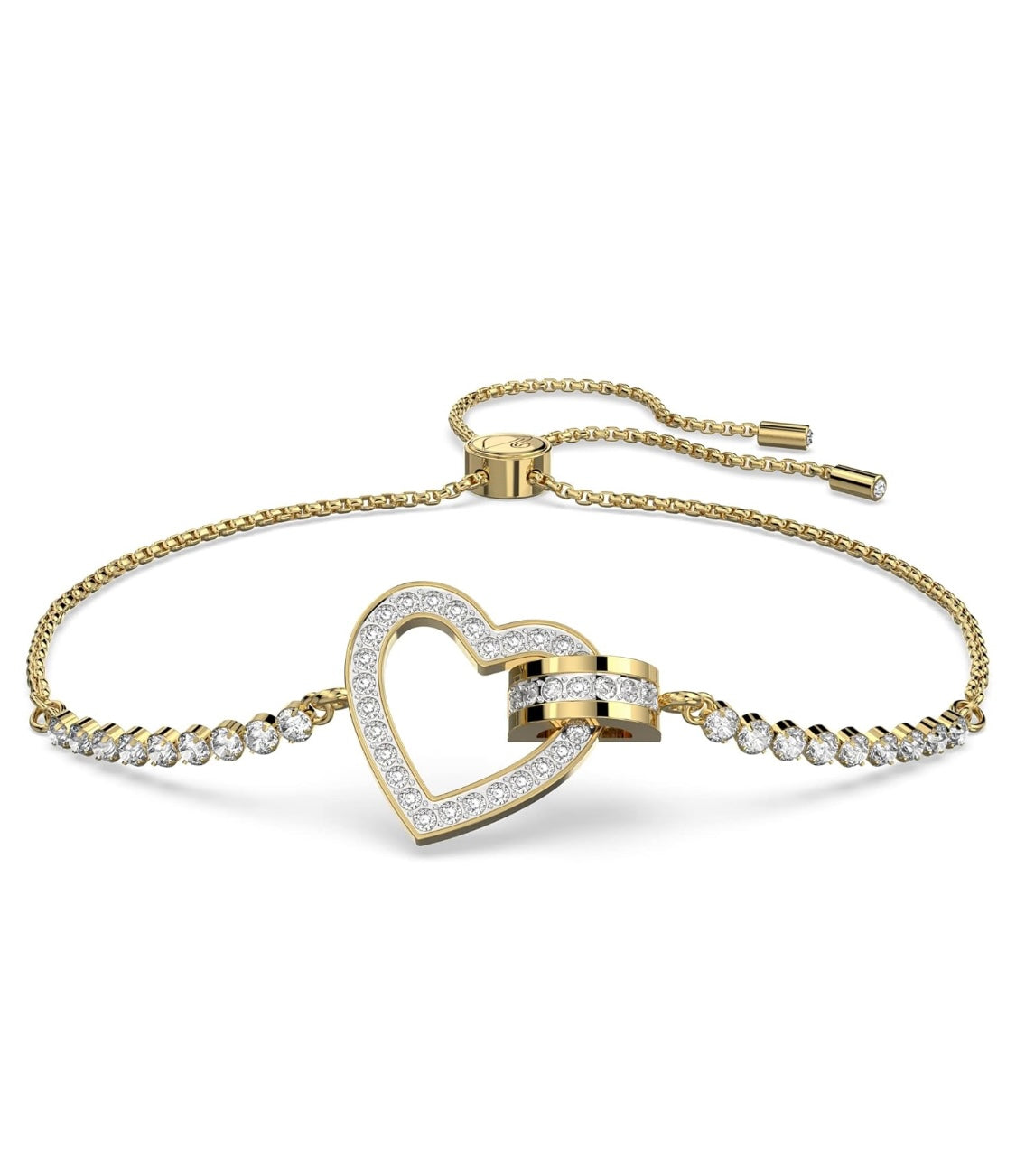 Brand New Swarovski Crystal Lovely bracelet Heart, White, Gold-Tone Plated
