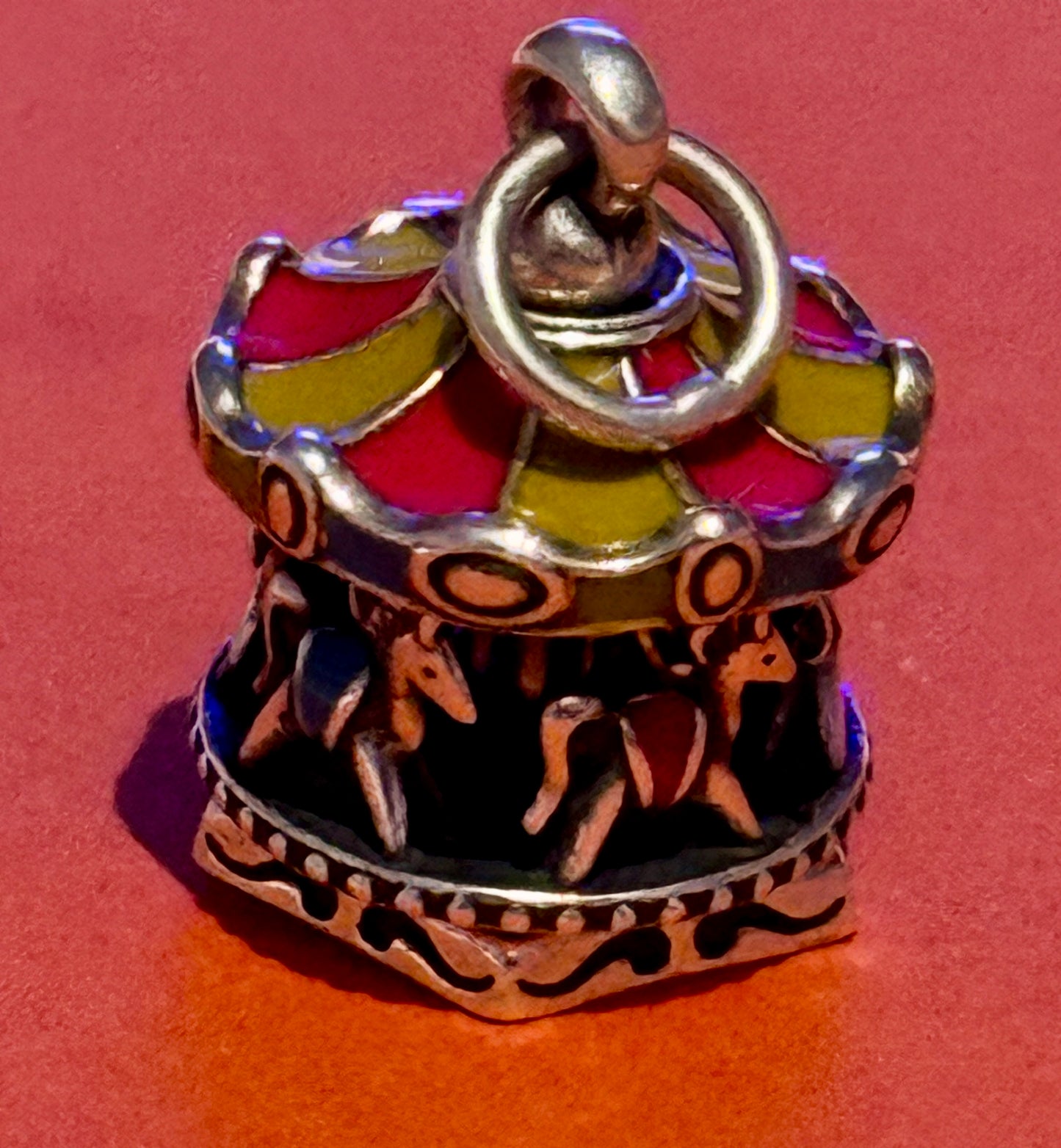 Brand New James Avery Retired Silver Enamel Carousel Charm