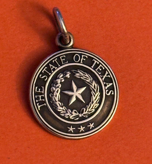 Pre Owned James Avery Retired HTF Silver Texas State Seal with Three Stars Charm