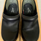 Pre Owned Womens DANSKO Black Leather Nurse Shoes Professional Clogs Size 36 Size 7