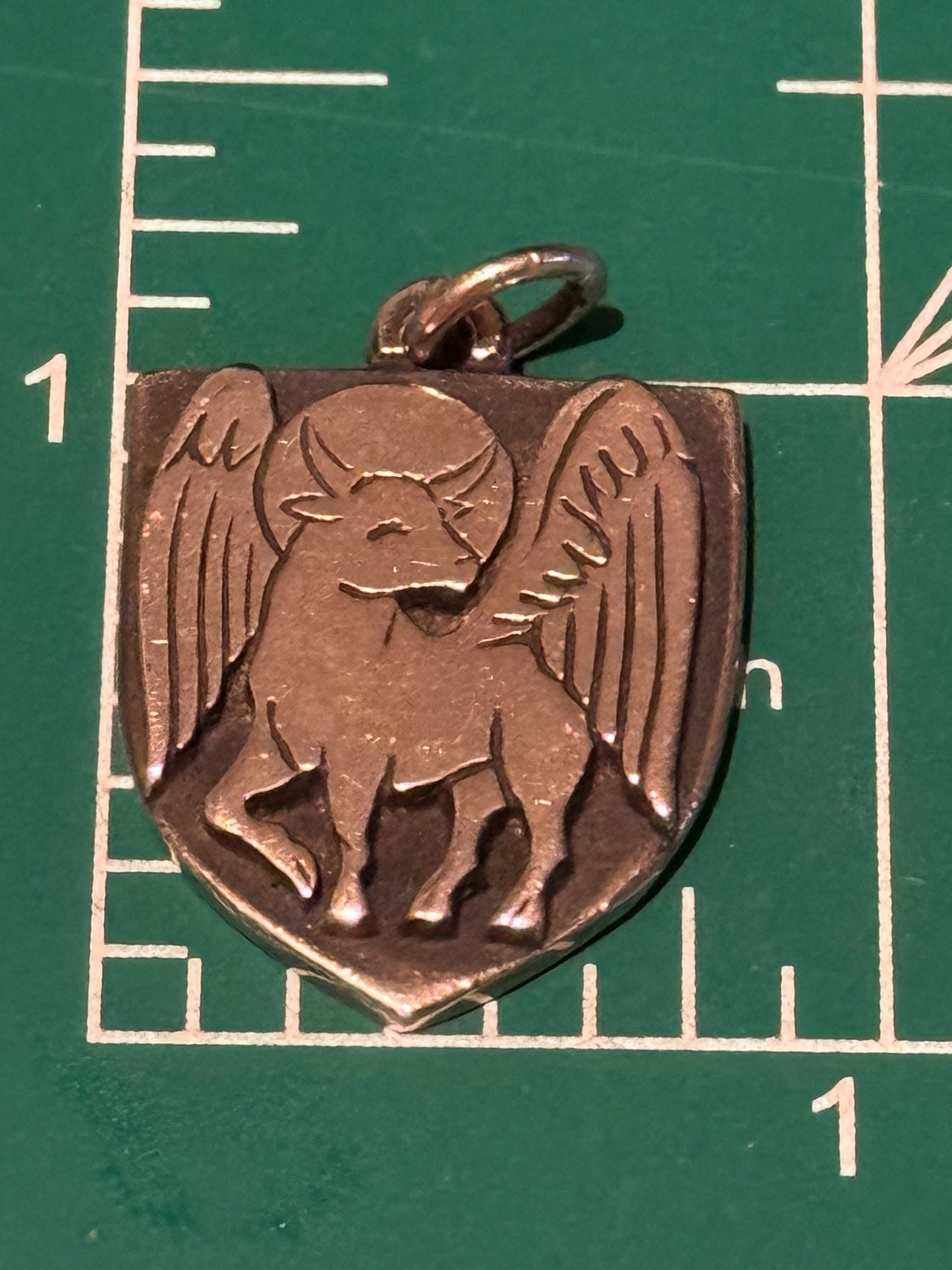 Pre Owned James Avery Silver St Luke Retired RARE St Luke’s Winged Bull Pendant Medallion