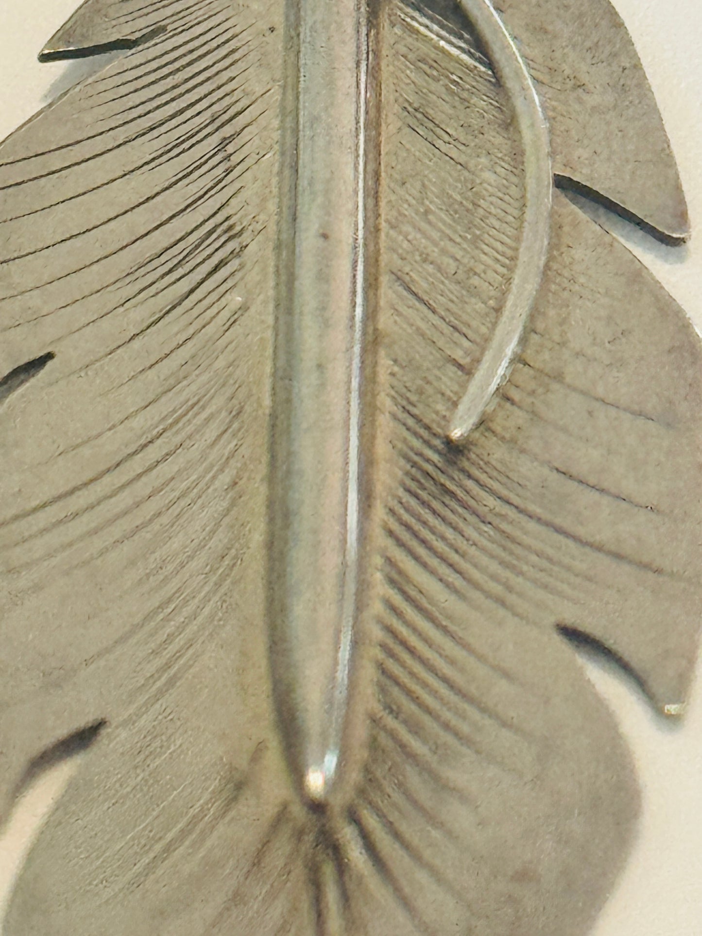 Vintage Navajo Eddie Garcia Feather Pendant – Kingman Turquoise – Sterling Silver 4” – 17.8g
