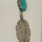 Vintage Navajo Eddie Garcia Feather Pendant – Kingman Turquoise – Sterling Silver 4” – 17.8g