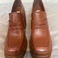 Steve Madden Perry Platform Loafers Cognac Brown Leather PERR02S1 Size 8
