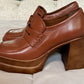 Steve Madden Perry Platform Loafers Cognac Brown Leather PERR02S1 Size 8