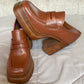 Steve Madden Perry Platform Loafers Cognac Brown Leather PERR02S1 Size 8