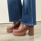 Steve Madden Perry Platform Loafers Cognac Brown Leather PERR02S1 Size 8