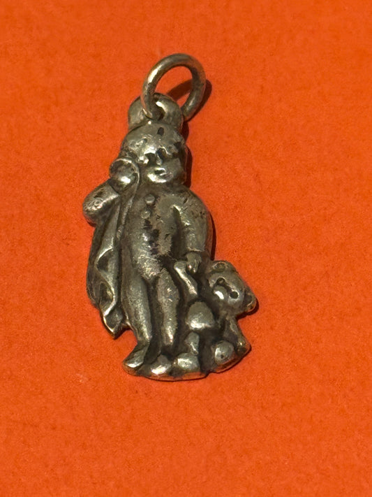 Pre Owned Retired Silver Boy with Blanket and Bear Charm