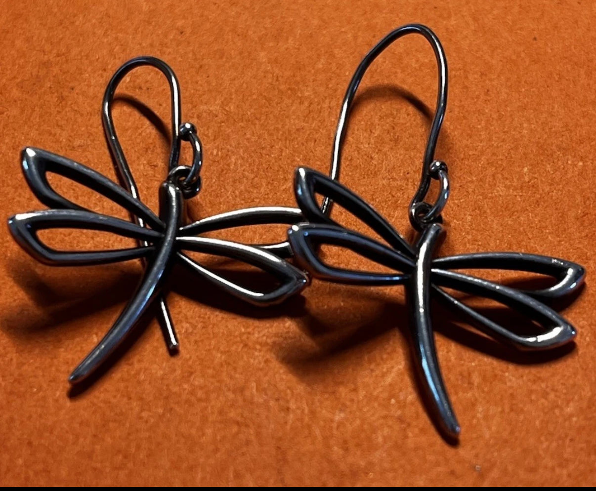 Pre-Owned James Avery Retired Silver Dangle Dragonfly Earrings