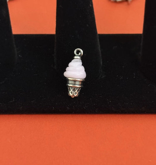 Pre-Owned James Avery Retired 925 Silver & Pink Ice Cream Charm *Chipped Read Description*
