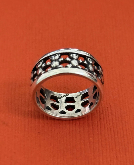 Pre-Owned James Avery Retired Sterling Silver HTF Teddy Bear Band Ring Size 4.5