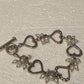 Vintage Lori Bonn Sterling Silver Freshwater Pearl Heart Link Toggle Bracelet 7.5