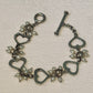 Vintage Lori Bonn Sterling Silver Freshwater Pearl Heart Link Toggle Bracelet 7.5