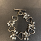Vintage Lori Bonn Sterling Silver Freshwater Pearl Heart Link Toggle Bracelet 7.5