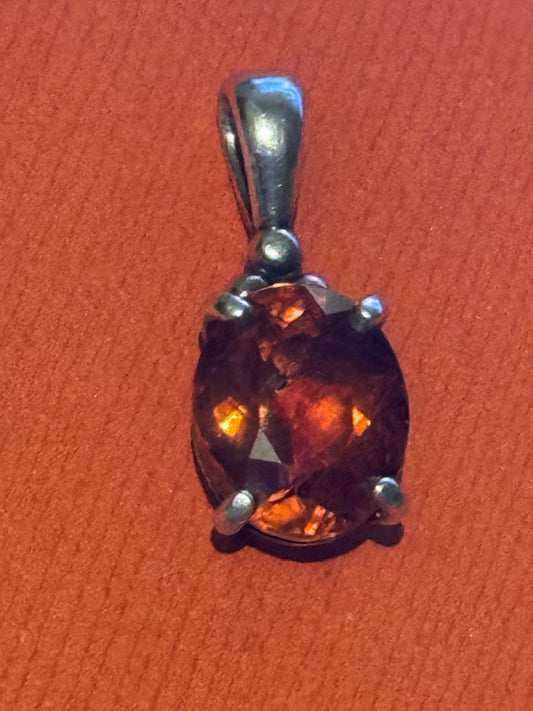 Pre Owned James Avery Retired RARE HTF Citrine Drop Silver Pendant